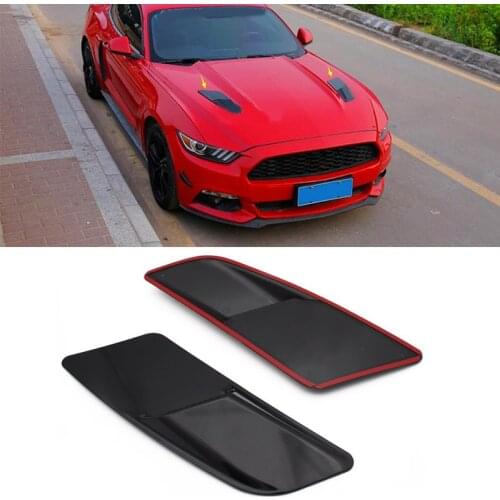 1pair Car Styling Black ABS Plastic Car Air Intake Trim Panel installed on the Hood For Ford Mustang 2015-2017