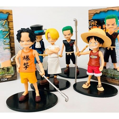 1pcs 15cm Anime One Piece Action Figures Toys Luffy Roronoa Zoro Sanji Sabo Ace Cartoon Models Doll Kids Toys Random Sent