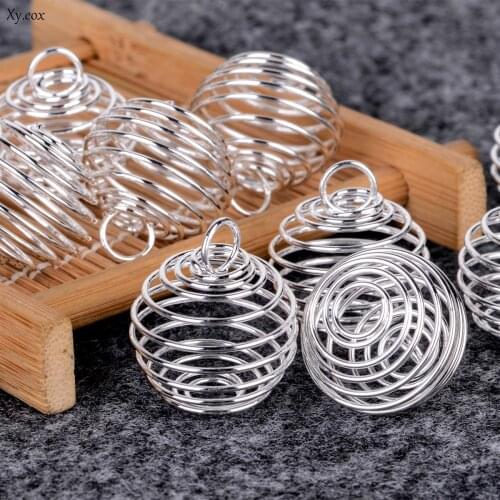 10pcs Silver Plated 25mm Spiral Bead Cages DIY Pendant Jewellery Findings