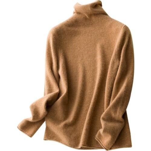 100% Cashmere Sweater Women 2021 Korean Style Fashion Turtleneck Casual Pullovers Knitwear Ladies Elegant Winter Warm Knit Tops
