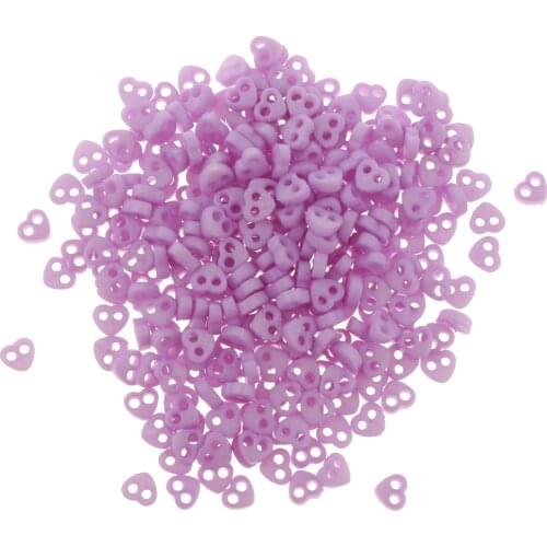 300 Pieces Mini Doll Buttons with 2 Holes Heart Shaped Buttons for Doll Clothes Sewing DIY Manual Button Painting (4mm Purple)