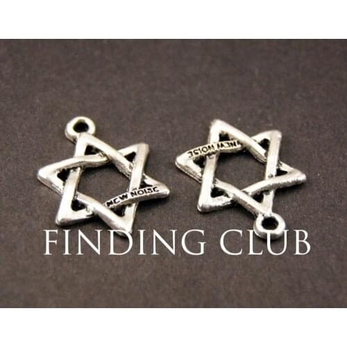 30pcs Silver Color star of david Charms DIY Metal Bracelet Necklace Jewelry Findings A864