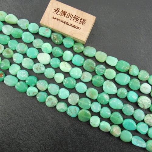 APDGG Natural Green Chrysoprase Beads Nugget Freeform Real Genuine Chrysoprase Gemstone 15" Strand