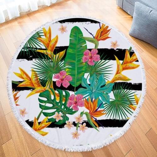 Bath Towels Round Large Towel For Living Room Printed Beach Microfiber Round Fabric Tassel Blanket Home Decorative Mattress