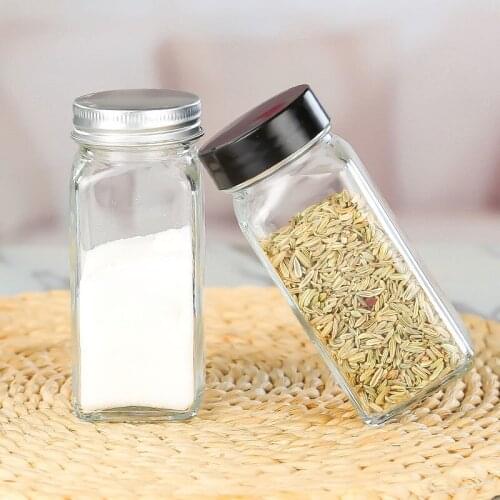 Free diy Stickers Canister Set Glass Spice Jar Condiment Dispenser Salt and Pepper Shakers Seasoning Bottle Kitchen Accessories