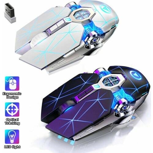 Wireless Optical 2.4G USB Gaming Mouse 1600DPI 7 Color LED Backlit Rechargeable Silent Mice For PC Laptop