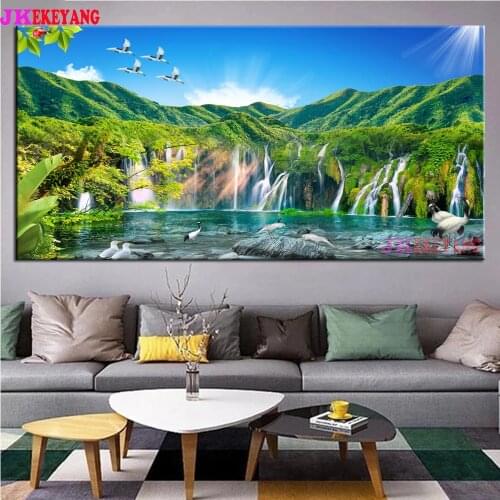 Large 5D Diy diamond painting Mountain waterfall river Diamond Mosaic Rhinestone Embroidery cross stitch Y4574