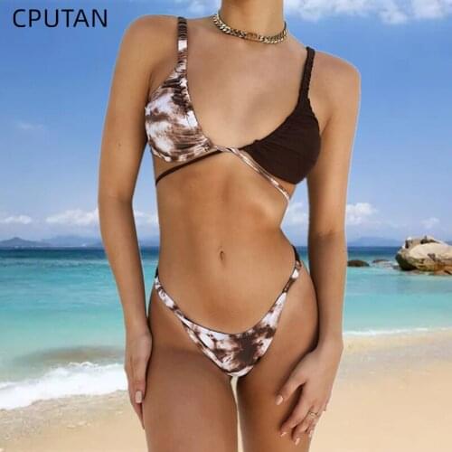 Brazilian Micro Bikinis 2021 Sexy String Swimsuit High Cut Thong Female Bikini Set Tie Dye Swimwear Women Bathing Suit Beachwear