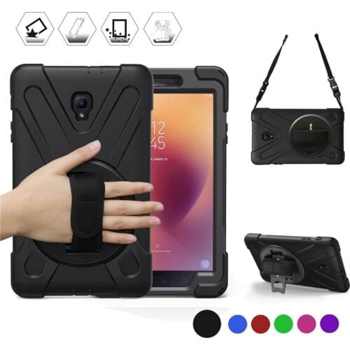 360 Degree Rotatable Handle Kids case With Kickstand Hand Strap and Shoulder Strap For Samsung Tab A 8.0 T380/T385 2017+film+pen
