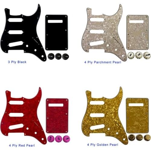 Pleroo Parts - For US Anti-Pickup Scratch Plate Strat With 11 Srew Hole For SSS Guitar Pickguard & Back Plate & Control Knob