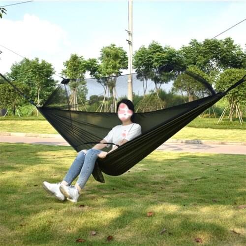 Camping/garden Hammock with Mosquito Net Outdoor Furniture 1-2 Person Portable Hanging Bed Strength Parachute Fabric Sleep Swing