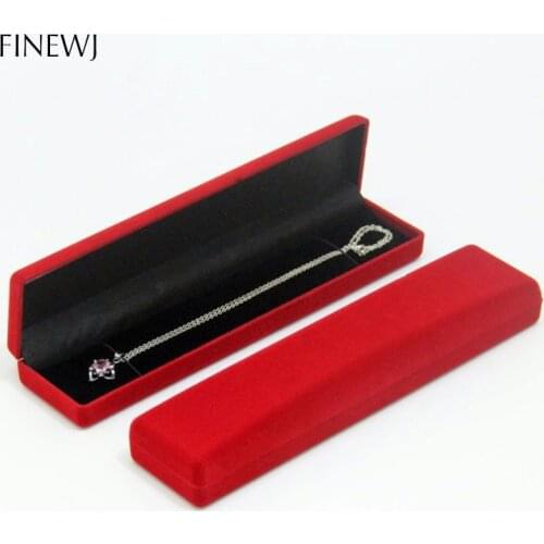 Long Pearl Necklace Bracelet Storage Box Red/Black Velvet Jewelry Box Engagement Wedding Gift Pendant Necklace Presentation Case