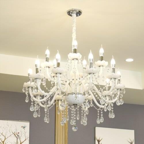 White Crystal Chandeliers Modern K9 Crystals LED Chandeliers For Living Room lustres de sala de cristal Wedding decoration