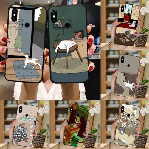 Retro illustration Cute Japanese Cats Phone Case For Xiaomi Redmi note 7 8 9 pro 8T 9A 9S Mi Note 10 Lite pro