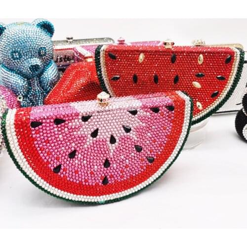 Fashion Crystal Evening Bags Orange Fruit watermelon Clutch Bags Luxury Diamond Party Handbags Wedding Purse sc321