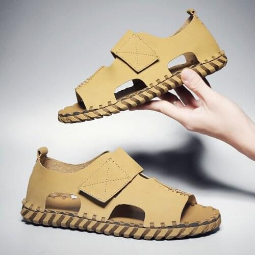 Mens handmade leather sandal roman sandals gladiator 2020 summer close toe casual designer fashion breathable sandalias hombre