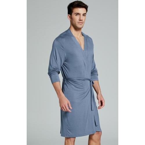 Mens Modal nightgown bathrobe sexy gown Sleepwear Night Shirt Loungewear Pyjamas