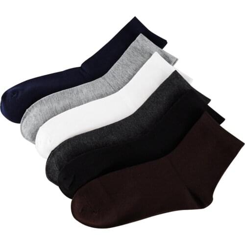 5 pairs / lot=10 pieces Winter Socks Moisture-wicking Four Seasons Universal Solid Color Business Men socks Men Tube Socks