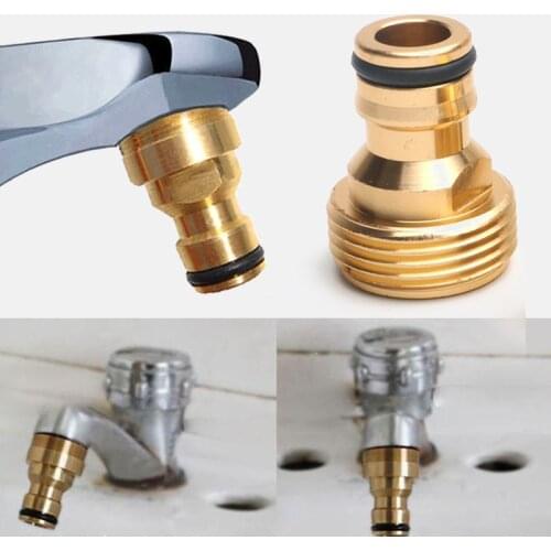 New 23mm Solid Brass Threaded Hose Water Tube Connector Tube Tap Snap Adaptor Fitting Garden Outdoor For Washing Machine (gold)