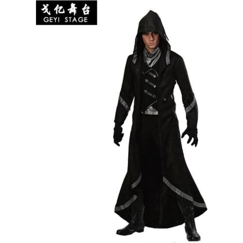 New Halloween Man Wizard Religious Missionary Godfather Magician Pharaoh Fancy Dress Brown Robe Costume cosplay with cap