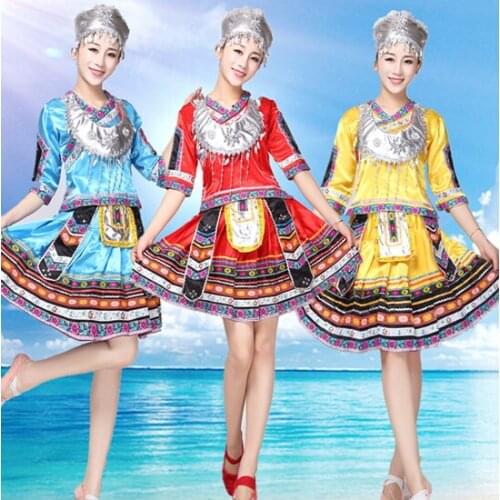 New Arrival New Hot Sale Ancient Traditional Red Yellow Blue S-4XL Plus Size Chinese Miao Clothing / Hmong Clothes
