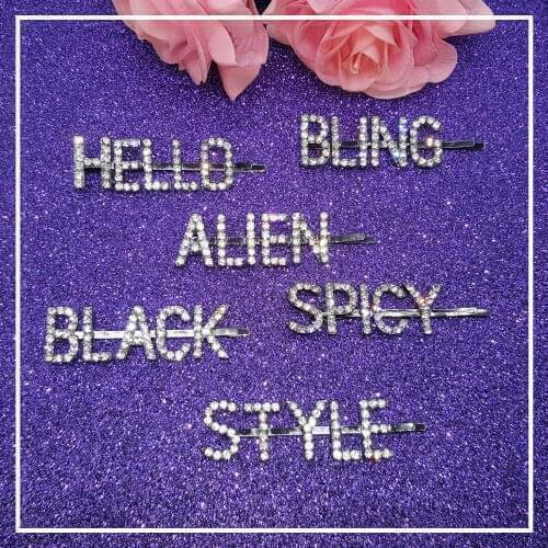 The Most Popular Word Hair Clips English Letters Hair Pins blingbling Crystal Bobby Pins Wholesale