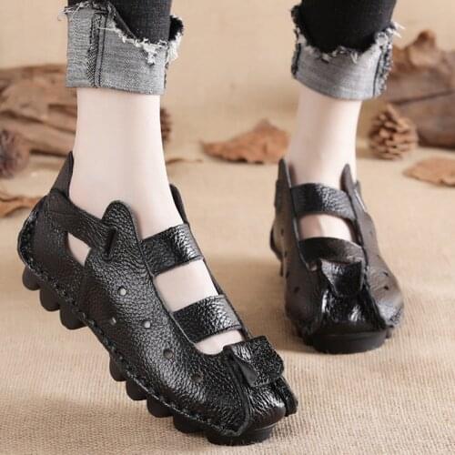 Sandals Women 2121 Summer Genuine Leather Pure Handcraft Wwomen Shoes Soft Comfy Big Size 43 High Quality Black Women Sandals