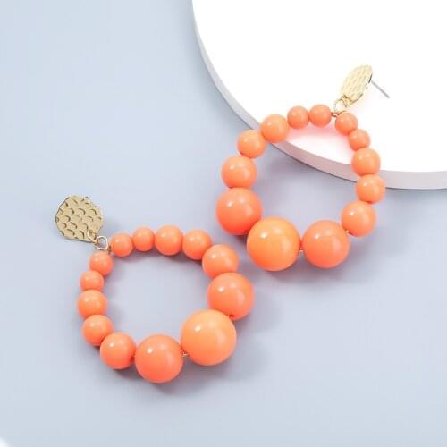 Boho Color Pearl Matte Bead Earrings For Women 2021 Trend Gradual Vintage C Dangle Earring Fashion Jewelry