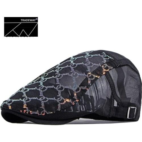 Hat Female Summer Hollow Mesh breathable Hat Korean Edition Color Sined Duck Hat Female British Vintage Beret 2021