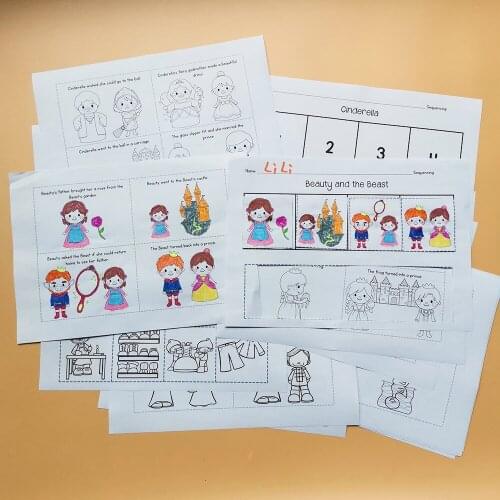 Fairy Tales Story Sequencing Children Educational Reading Drawing Color Educational Toys Montessori Kids Learning English Books