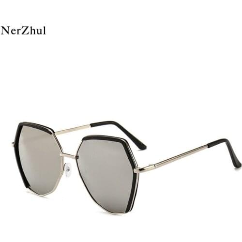 2018 New Half Frame Polygon Sunglasses Women Man Silver Driving Sunglasses Female Male Fashion Sunglasses Wholesale CACI1