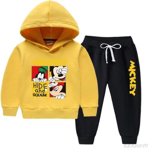 Disney Mickey Autumn Children Clothing Set Boy Girl Hoodies Sweatshirt+Pants 2pcs Clothes Toddler Tracksuit Kid Suits