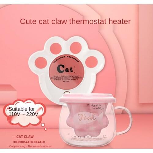 Glass female water glass tea tea independent cute cats paw with handle high temperature glass monolayer large capacity