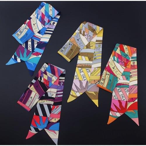 Handbag scarves 2021 summer ladies scarf wrapped bag small silk scarf skinny fashion hair band long neck beach shawl MQ53