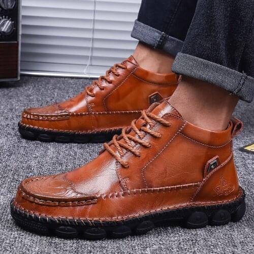NDB Shoes Men Genuine Leather Men Casual Shoes Black Brown Men Business Shoes High Quality Soft Brand Shoes Men Plus Size 48