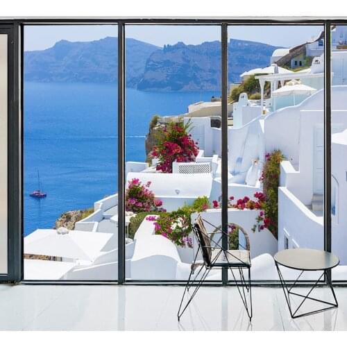 Room decoration modern European-style bedroom wardrobe stickers sliding door renovation stickers mirror glass stickers love sea