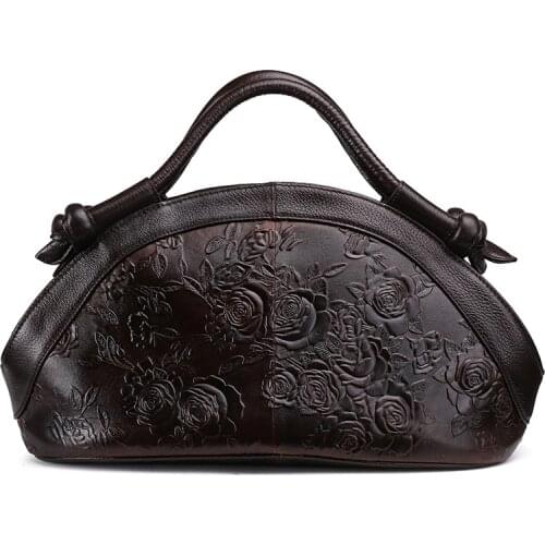 Genuine leather cowhide women vintage handbags female solid crossbody bag