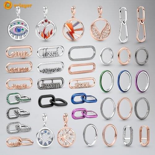 Volayer 925 Sterling Silver Kiwi & Fern Leaf Charm fit Original Pandora Bracelets for Women Jewelry Making Gift