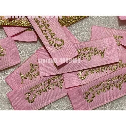 High density Woven labels gold silver thread Garment tags custom handmake label custom clothing tag sewing tags clothes label