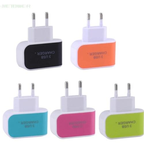 300pcs/lot Candy Color 5V 3.1A US EU Plug 3 Ports USB Wall Home Travel AC Charger Adapter for IPhone 8 7 6 Samsung S6 S7 Huawei