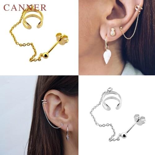 Fashion 925 Sterling Silver Chain Stud Earrings for Women 1 pcs Tassel Clip on Earrings Earrings Jewelry Dropshipping