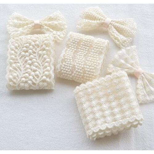 1yard Cream-colored Lace Trim Ribbon 65/75mm Embroidery Ribbons Webbing Decor DIY Craft Gift Packing Sewing Supplies