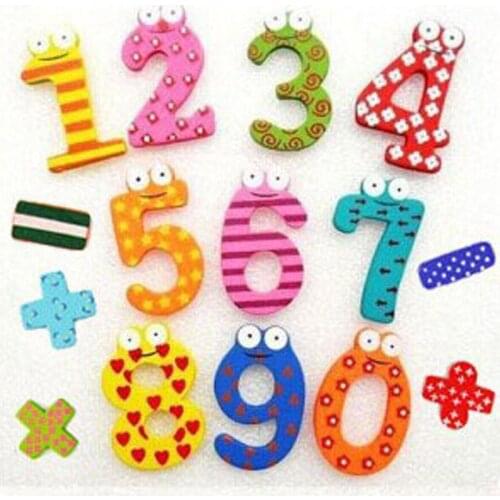 10pcs set Party Gift Home Decor Multicolor Wooden Fridge Magnet Educational Toy Symbol Alphabet Numbers Cartoon Baby Kid