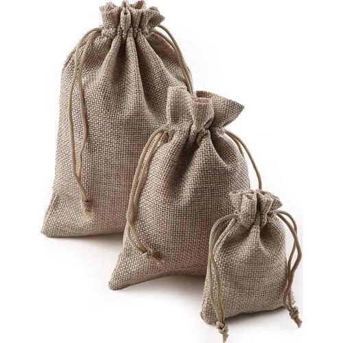 10PCS Christmas Linen Jute Drawstring Gift Bags Sacks Multi Size Wedding Birthday Party With Candy Bag Home Baby Shower Supplies