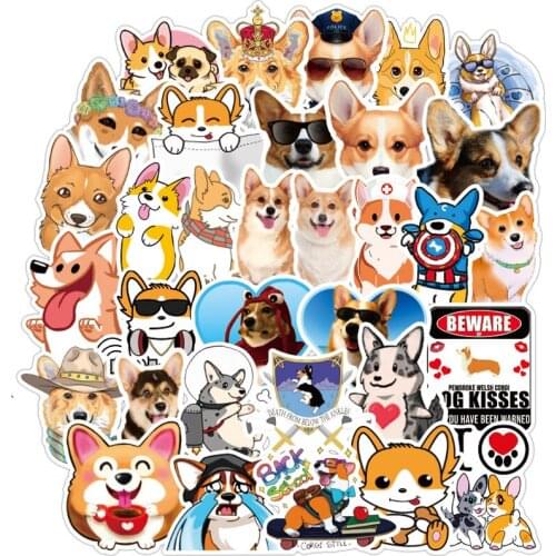 100 PCS Cute Corgi Dog Cartoon Stickers For Skateboard Laptop Suitcase Case Table Chidren Toy Decal Graffiti Sticker F3