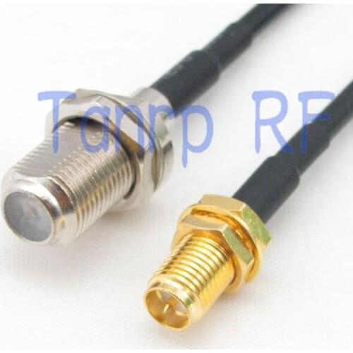 6in F female jack to RP-SMA female jack RF connector adapter 15CM Pigtail coaxial jumper cable RG174 extension cord