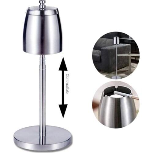 600ml Floor Standing Ashtray w/ Lid Stainless Steel Telescopic Smoking Ashtray Vertical Rotating Cigarette Detachable Ashtrays