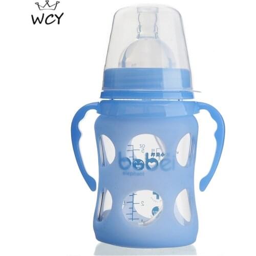 150ml Top Quality Glass Bottle Arc Type Wide Mouth Baby Feeding Bottles with Handle 6-24M Infantil Biberones Para Bebe