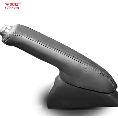 Yuji-Hong Car Handbrake Covers Case for Honda Accord 8 Auto Handbrake Grips Car-styling Genuine Leather Black/Red lines