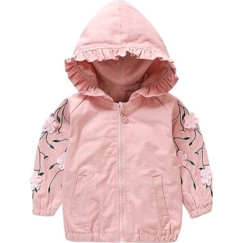 1-5Yrs Flower Baby Girl Jacket Coat Spring Autumn Kids Girls Hooded Windbreaker Outerwear Children Girls Costume Baby Clothes